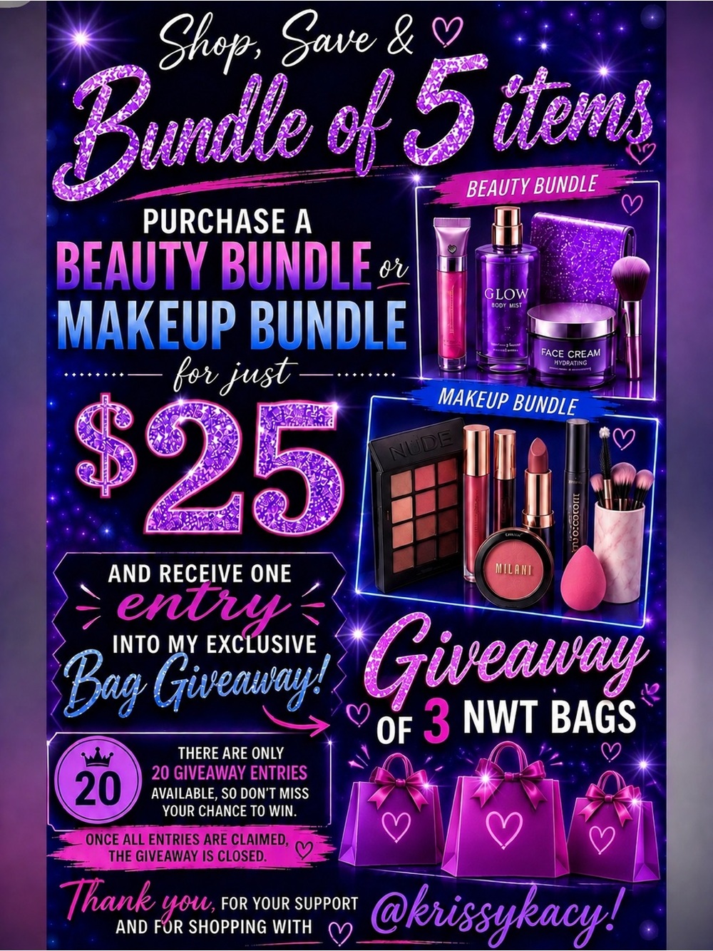 Cosmetic & Spa Bundles You Choose 5 items - $25 in Live Show